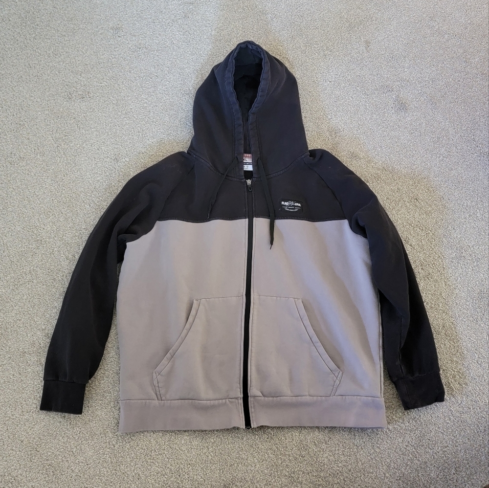 2XL Flag Nor Fail Zip Hoodie Gray and Black